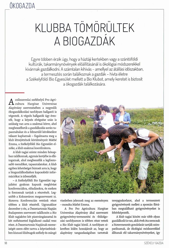 Klubba tömörültek a biogazdák 1 (Székely Gazda 2016. nov. p. 18.)